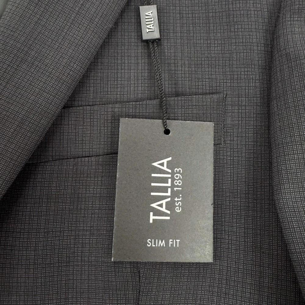 Tallia Suit Mens 40 Regular Gray Check Wool Slim Fit Pants 34x36 New $700